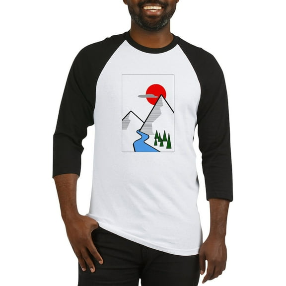 CafePress - Minimal Mountains Baseball Jersey - Cotton Baseball Jersey, 3/4 Raglan Sleeve Shirt