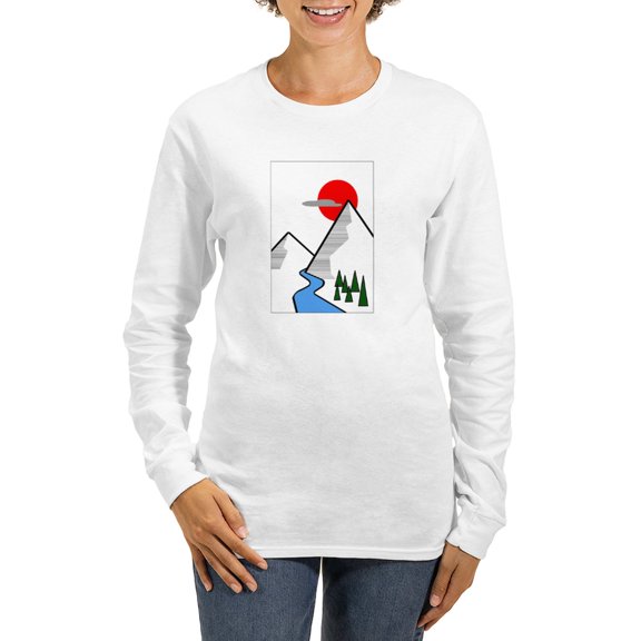 CafePress - Minimal Mountains Long Sleeve T Shirt - Women's Long Sleeve Graphic Casual T-Shirt