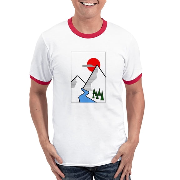 CafePress - Minimal Mountains T Shirt - 100% Cotton Ringed T-Shirt