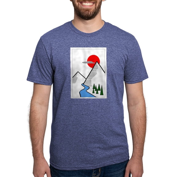 CafePress - Minimal Mountains T Shirt - Mens Tri-blend T-Shirt