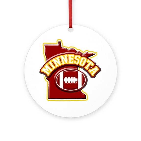 CafePress - Minnesota Football -  Round Wood Ornament 4"