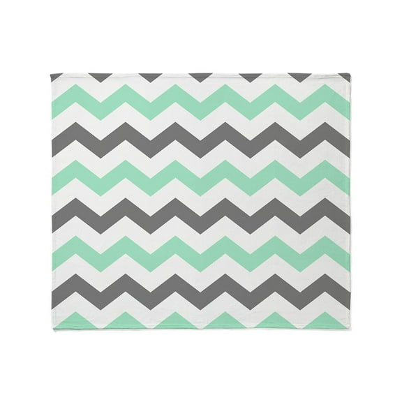 CafePress - Mint And Gray Chevron Pattern Throw Blanket - Soft Fleece Throw Blanket, 50"x60" for All Ages