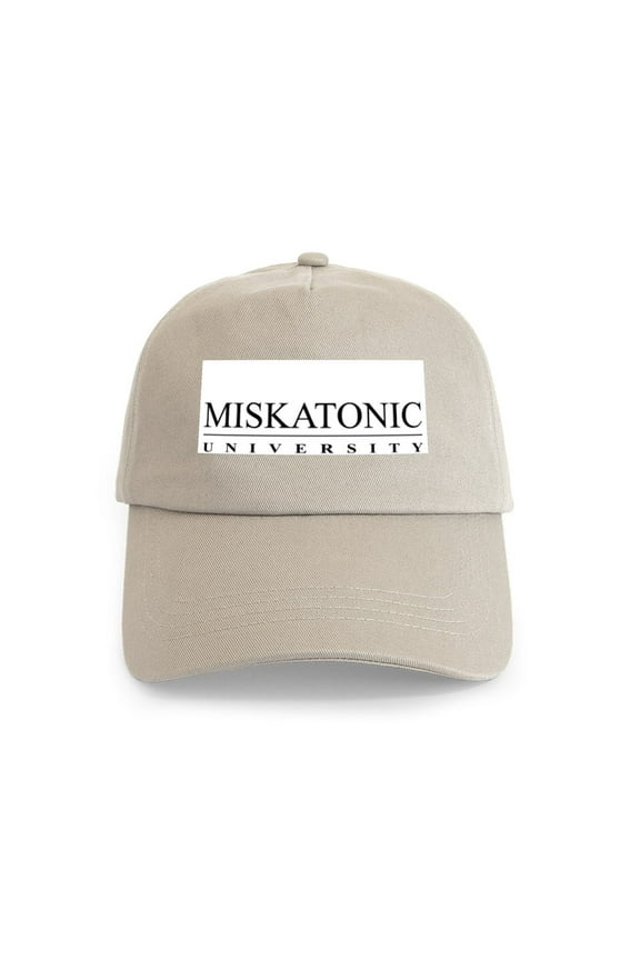 - Miskatonic University Cap (Tan) - Adjustable 100% Brushed Unisex Casual Cotton Baseball Cap, Beige, 1