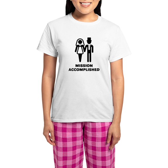 CafePress - Mission Accomplished (Wedding / Marriage) Women's - Women's Short Sleeve Print T-Shirt and Pants Light Cotton Pajama Set