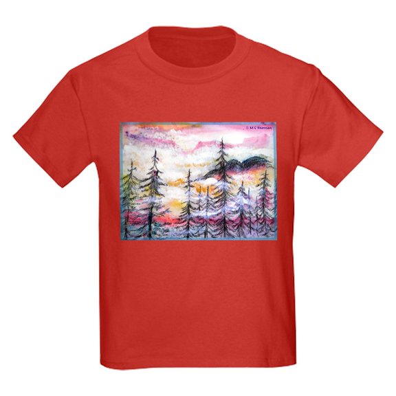 CafePress - Misty Mountains, Art, Kids Dark T Shirt - Dark T-Shirt Kids XS-XL
