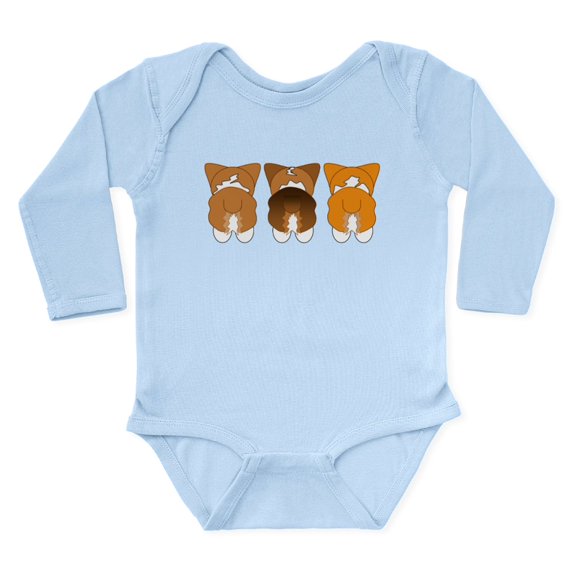 CafePress - Mix Pembroke Butts Body Suit - Long Sleeve Cotton Baby Bodysuit