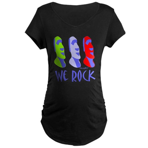 CafePress - Moai We Rock In Purple Maternity Dark T Shirt - Maternity Dark T-Shirt