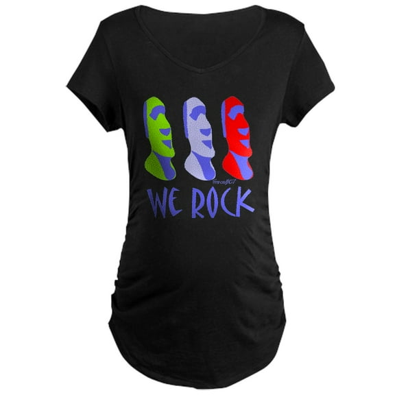 CafePress - Moai We Rock In Purple Maternity Dark T Shirt - Maternity Dark T-Shirt
