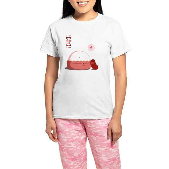 CafePress - Mochi Love Women's Light Pajamas - Women's Short Sleeve Print T-Shirt and Pants Light Cotton Pajama Set