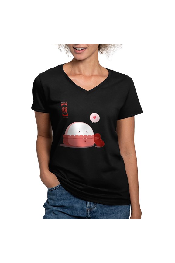 - Mochi Love Women's V Neck Dark T Shirt - Women's V-Neck Dark T-Shirt