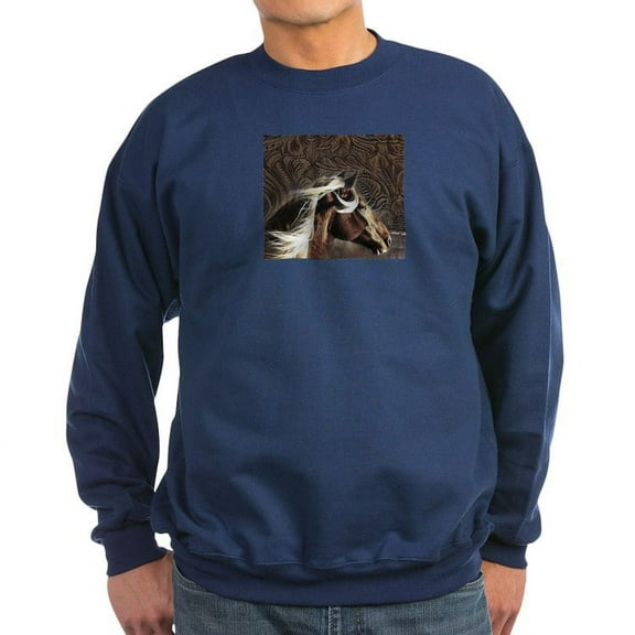 CafePress - Modern Horse Brown Leather Texture Sweatshirt - Classic Crew Neck Sweatshirt