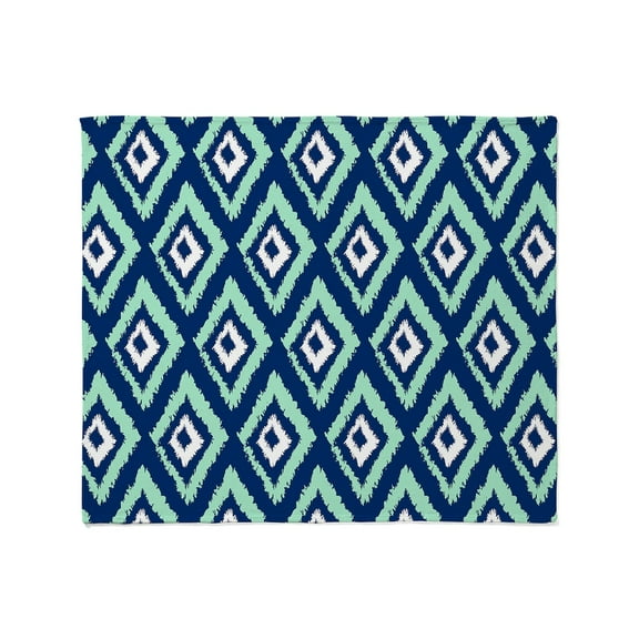 CafePress - Modern Navy Blue Mint Ikat Throw Blanket - Soft Fleece Throw Blanket, 50"x60" for All Ages