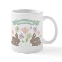 CafePress - Modern Rustic Chic Easter Bunnies Mugs - 11 oz Ceramic Mug - Novelty Coffee Tea Cup