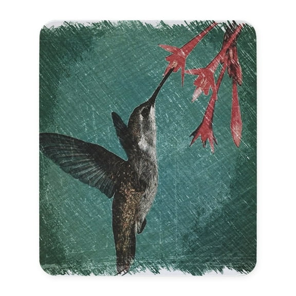 CafePress - Modern Teal Floral Hummingbird Mousepad - Non-slip Rubber Mousepad, Gaming Mouse Pad