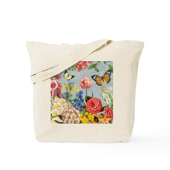 CafePress - Modern Vintage Botanical Flowers Tote Bag - Unisex Canvas Tote Bag, Beige, 1-Piece