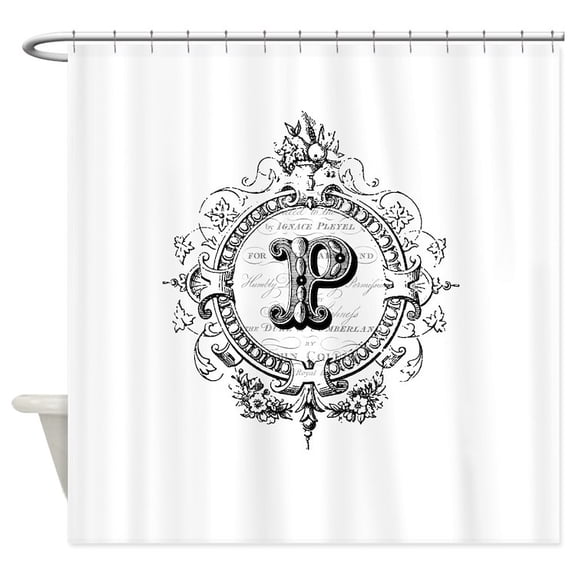 CafePress - Modern Vintage French Monogram Letter P Shower Cur - Unique Fabric Shower Curtain 70" x 72"