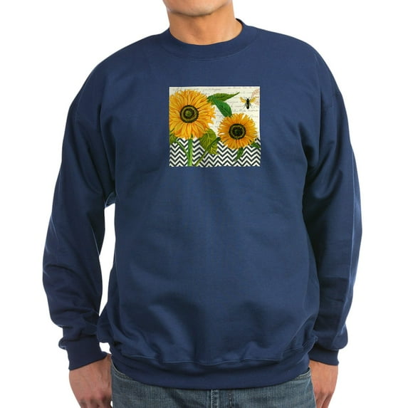 CafePress - Modern Vintage Sunflower Sweatshirt - Classic Crew Neck Sweatshirt