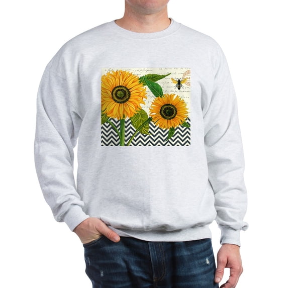 CafePress - Modern Vintage Sunflower Sweatshirt - Crew Neck Sweatshirt