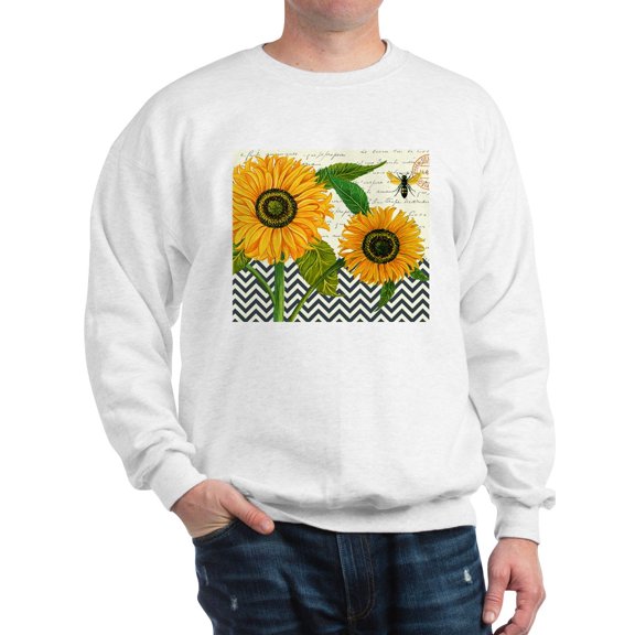 CafePress - Modern Vintage Sunflower Sweatshirt - Crew Neck Sweatshirt