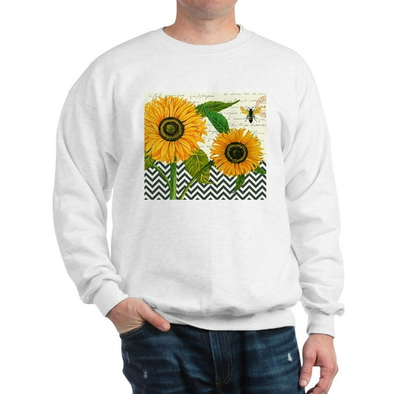 CafePress - Modern Vintage Sunflower Sweatshirt - Crew Neck Sweatshirt
