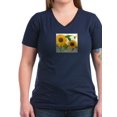 thumbnail image 1 of CafePress - Modern Vintage Sunflower T Shirt - Women's V-Neck Dark T-Shirt, 1 of 1