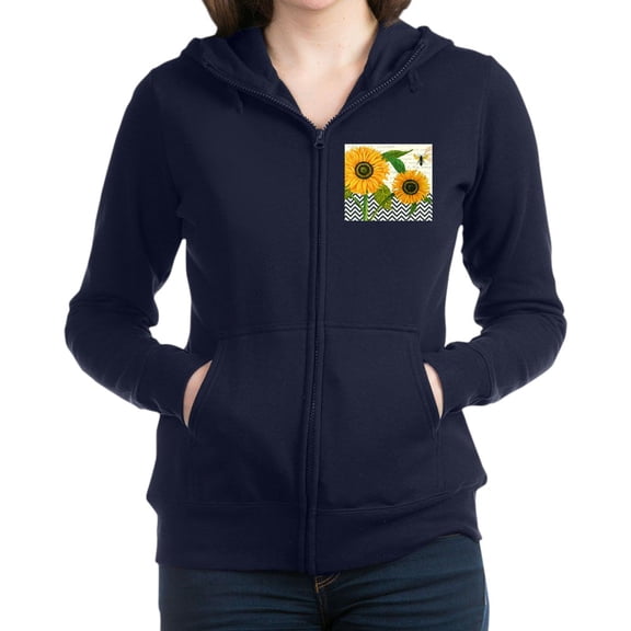CafePress - Modern Vintage Sunflower - Women's Zip Hoodie