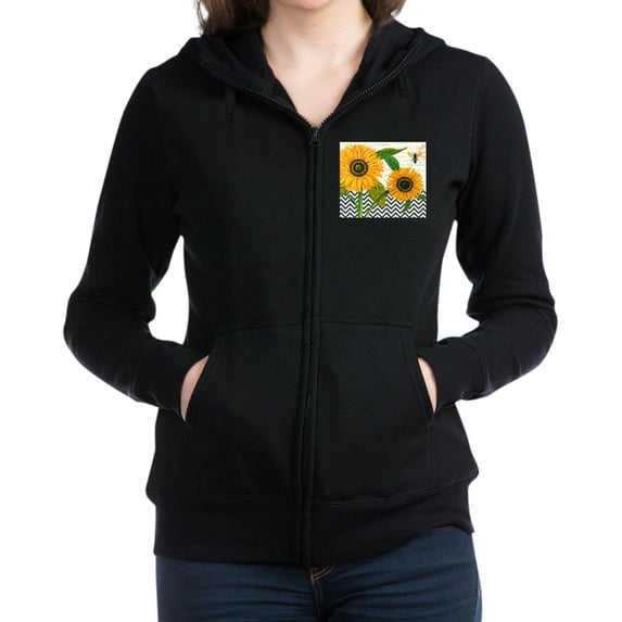 CafePress - Modern Vintage Sunflower - Women's Zip Hoodie