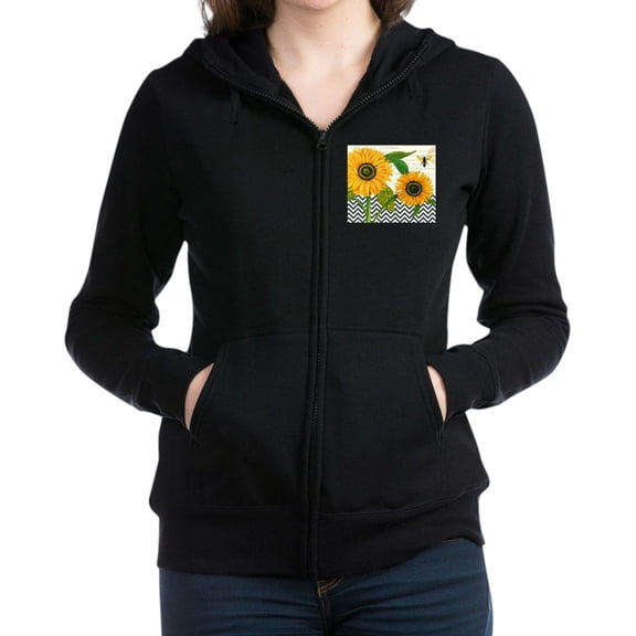 CafePress - Modern Vintage Sunflower - Women's Zip Hoodie