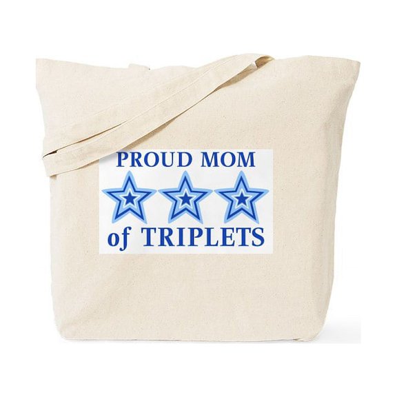 CafePress - Mom Of Triplets (Boys) Stars Tote Bag - Unisex Canvas Tote Bag, Beige, 1-Piece