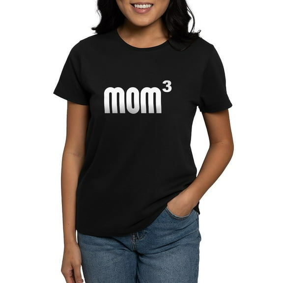 CafePress - Mom3 Mom Cubed Exponentially T Shirt - Women's Traditional Fit Dark T-Shirt