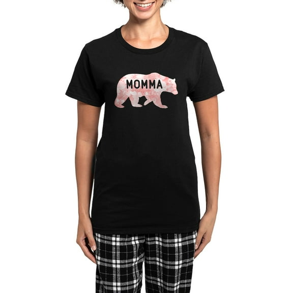CafePress - Momma Bear Women's Dark Pajamas - Women's Short Sleeve Print T-Shirt and Pants Dark Cotton Pajama Set