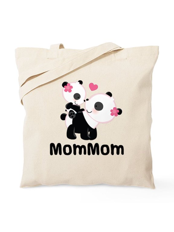 - Mommom Grandma Panda Tote Bag - Unisex Canvas Tote Bag, Beige, 1-Piece