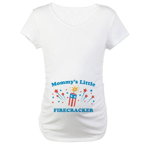 CafePress - Mommys Little Firecracker Maternity T Shirt - Cotton Maternity T-shirt, Cute & Funny Pregnancy Tee