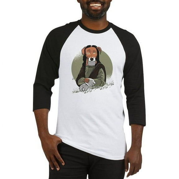 CafePress - Mona Lisa Dog Baseball Jersey - Cotton Baseball Jersey, 3/4 Raglan Sleeve Shirt