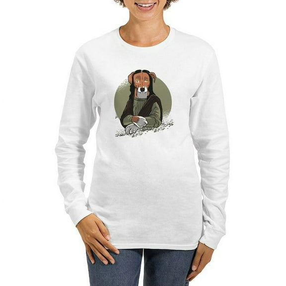 CafePress - Mona Lisa Dog Long Sleeve T Shirt - Women's Long Sleeve Graphic Casual T-Shirt