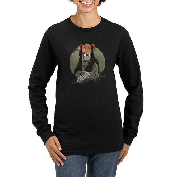 CafePress - Mona Lisa Dog Long Sleeve T Shirt - Women's Long Sleeve Graphic Tee Casual Fit