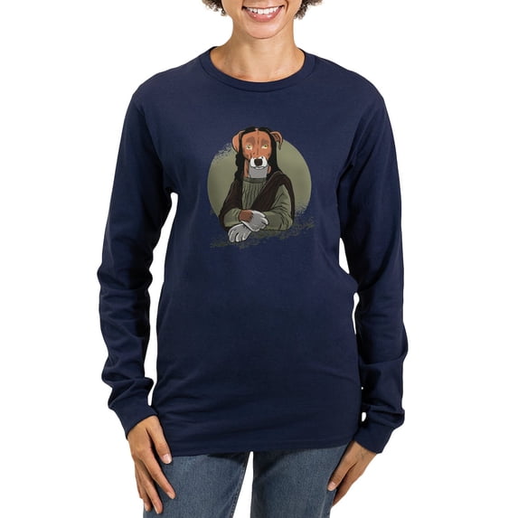 CafePress - Mona Lisa Dog Long Sleeve T Shirt - Women's Long Sleeve Graphic Tee Casual Fit