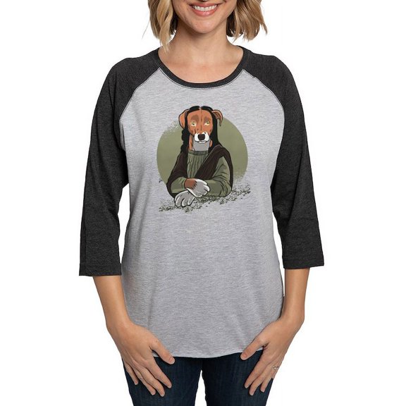 CafePress - Mona Lisa Dog Long Sleeve T Shirt - Womens Baseball Tee