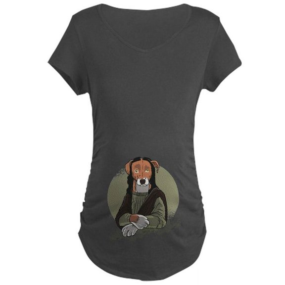 CafePress - Mona Lisa Dog Maternity T Shirt - Maternity Dark T-Shirt