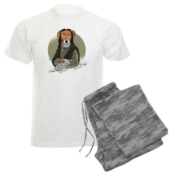 CafePress - Mona Lisa Dog Pajamas - Men's Light Loose Fit Cotton Pajama Set