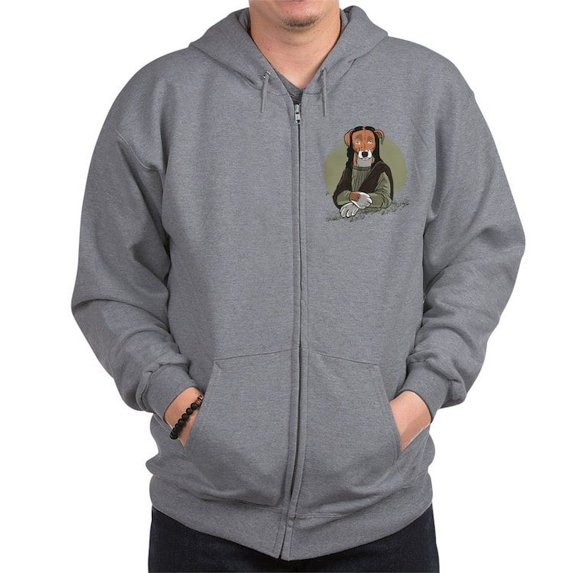 CafePress - Mona Lisa Dog Sweatshirt - Zip Hoodie, Classic Hooded Sweatshirt with Metal Zipper
