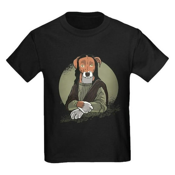 CafePress - Mona Lisa Dog T Shirt - Dark T-Shirt Kids XS-XL