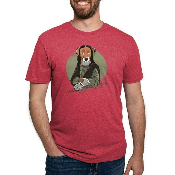 CafePress - Mona Lisa Dog T Shirt - Mens Tri-blend T-Shirt