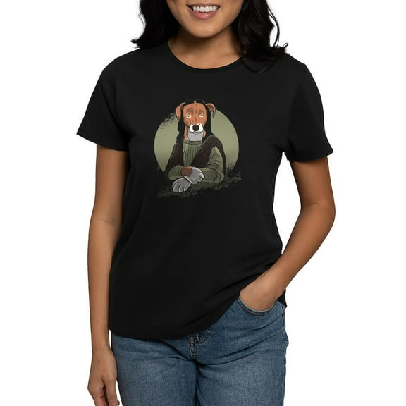 CafePress - Mona Lisa Dog T Shirt - Women's Traditional Fit Dark T-Shirt