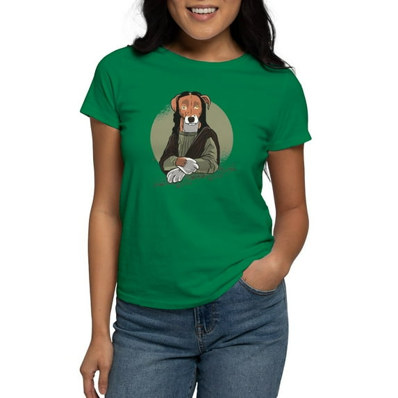 CafePress - Mona Lisa Dog T Shirt - Women's Traditional Fit Dark T-Shirt