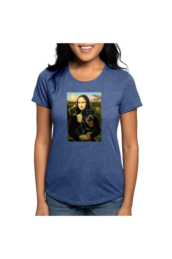 - Mona Lisa & Rottie Ash Grey T Shirt - Womens Tri-blend T-Shirt