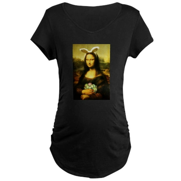 CafePress - Mona Lisa, The Easter Bunny Maternity T Shirt - Maternity Dark T-Shirt
