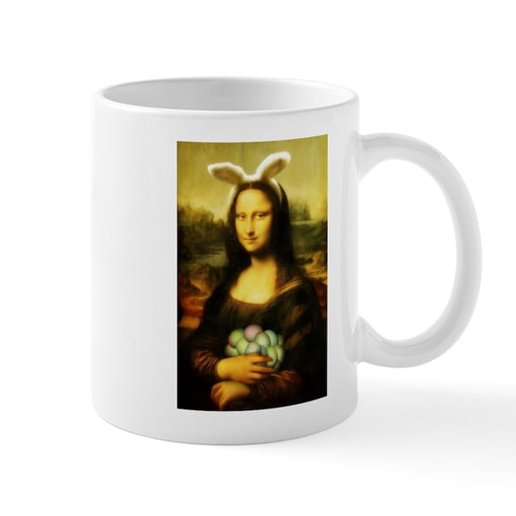 CafePress - Mona Lisa, The Easter Bunny Mugs - 11 oz Ceramic Mug - Novelty Coffee Tea Cup