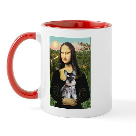 CafePress - Mona Lisa's Schnauzer Puppy Mug - 11 oz Ceramic Mug - Novelty Coffee Tea Cup