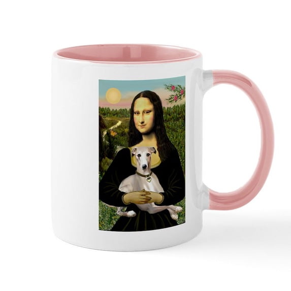 CafePress - Mona & Whippet Large Mug - 11 oz Ceramic Mug - Novelty Coffee Tea Cup